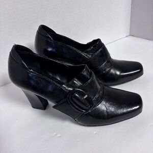 Franco Sarto Black Pump Slip On with Decorative Buckle Size 7.5